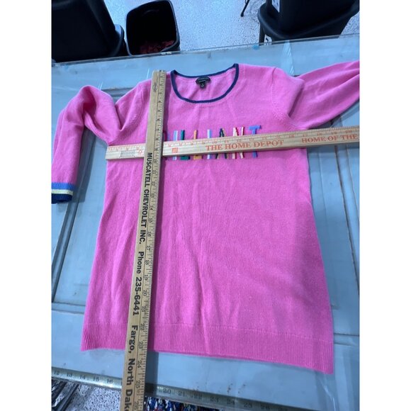 Talbots Cashmere Sweater Size Small Brilliant Pink Knit Sweater Embroidered - Picture 5 of 8